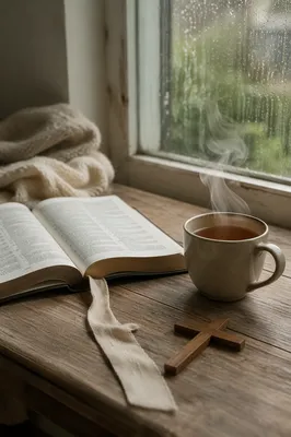 Open Book and Tea by Window
