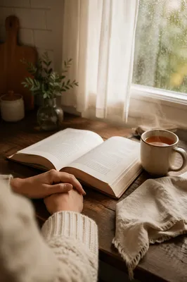 Open Book and Tea on Table