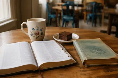 Open Book Tea and Brownie Table