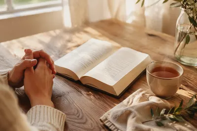 Open Book and Tea on Table