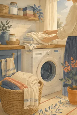 Peaceful Home Laundry Morning Scene
