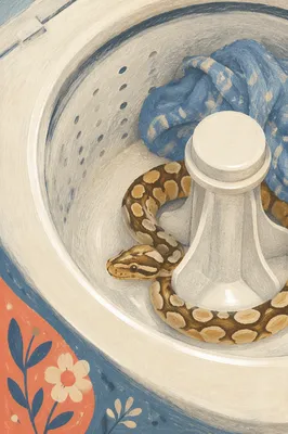 Curious Pet Snake in Washing Machine