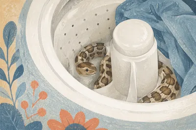 Curious Pet Snake in Washing Machine