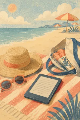 Ebook Reader on Beach Towel Retreat