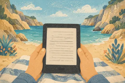 Beach Vacation Reading with Ebook Reader
