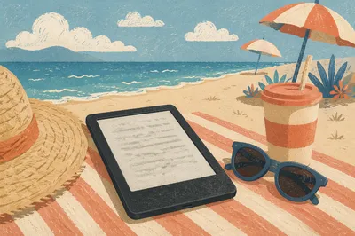 Vacation Reading on a Sunny Beach Towel