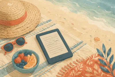 Ebook Reader Beach Towel Vacation Flat Lay