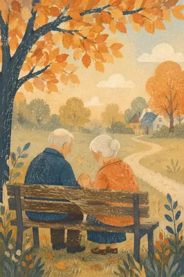 Elderly Couple Praying on Park Bench