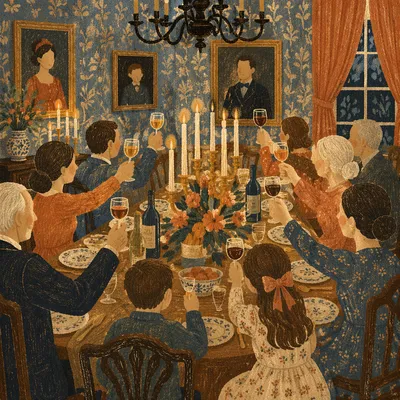 Candlelit Family Dinner Toast of Gratitude