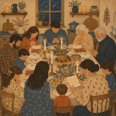 Candlelit Family Dinner Gratitude Gathering