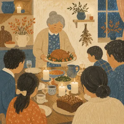 Candlelit Family Dinner Gratitude Moment