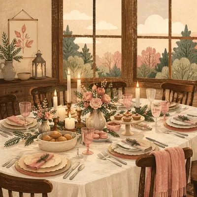 Candlelit Family Gratitude Dinner Table