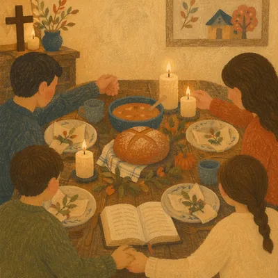 Candlelit Family Prayer Before Dinner