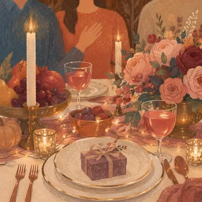 Candlelit Family Gratitude Dinner Table