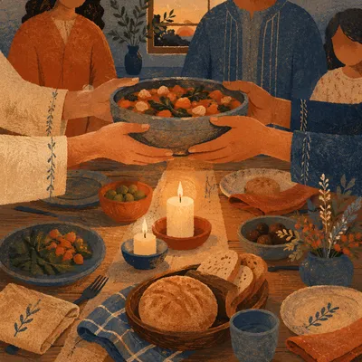 Grateful Family Dinner by Candlelight