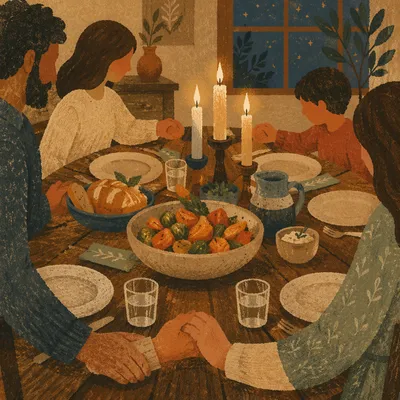 Grateful Family Dinner by Candlelight