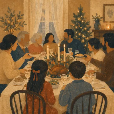 Candlelit Family Dinner Gratitude Moment