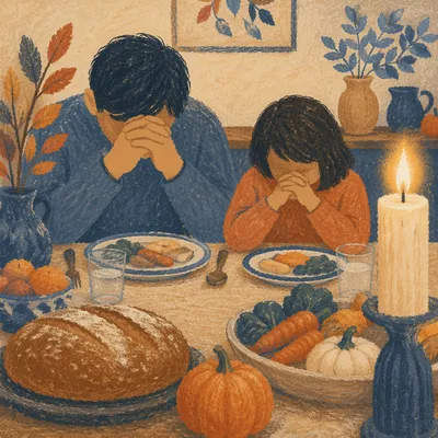 Family Dinner Gratitude by Candlelight