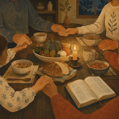 Grateful Family Dinner by Candlelight