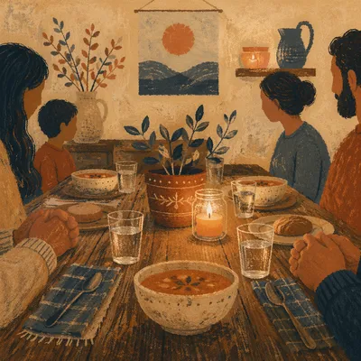 Candlelit Family Dinner Gratitude Moment