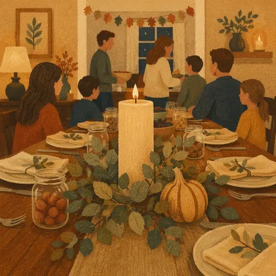 Candlelit Family Gratitude Dinner Table