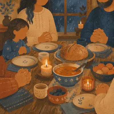 Grateful Family Dinner by Candlelight