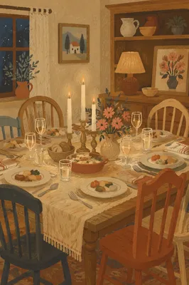 Candlelit Family Dinner of Grateful Togetherness