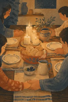 Grateful Family Dinner by Candlelight
