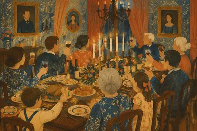 Candlelit Family Dinner Toast of Gratitude