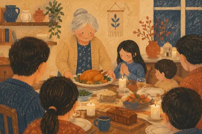 Candlelit Family Dinner Gratitude Moment
