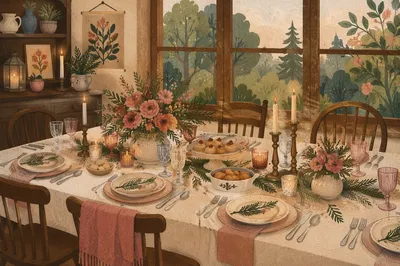 Candlelit Family Gratitude Dinner Table