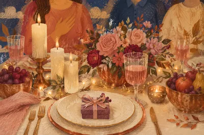 Candlelit Family Gratitude Dinner Table