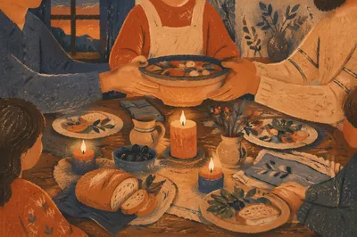 Candlelit Family Dinner with Thankful Atmosphere