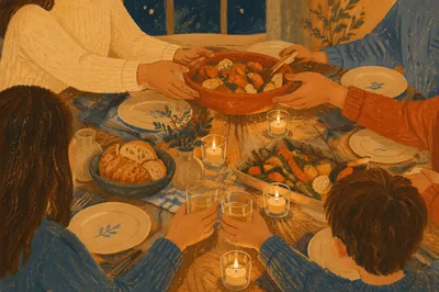 Candlelit Family Dinner Filled With Gratitude