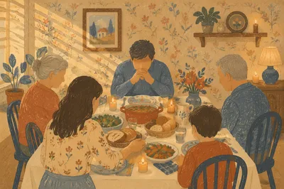 Candlelit Family Dinner with Quiet Gratitude