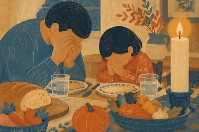 Family Dinner Gratitude by Candlelight