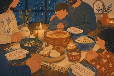 Candlelit Family Gratitude Dinner Table