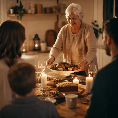 Candlelit Family Dinner Gratitude Moment