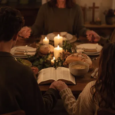 Candlelit Family Prayer Before Dinner