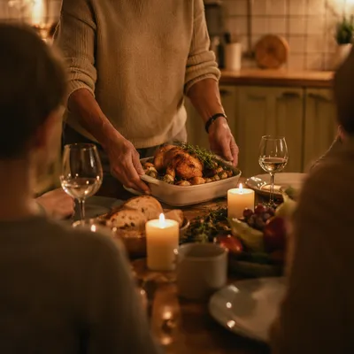 Candlelit Family Dinner with Gratitude and Warmth