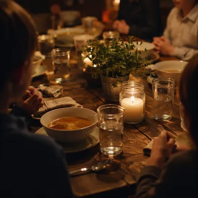 Grateful Family Dinner by Candlelight