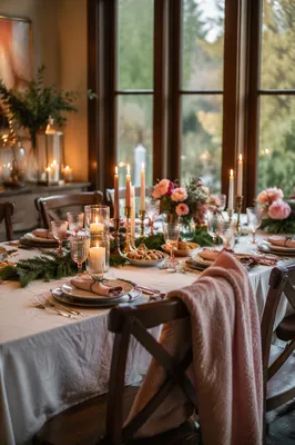 Candlelit Family Gratitude Dinner Table