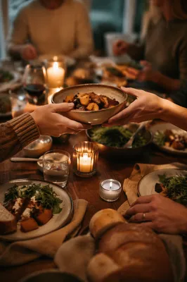 Grateful Family Dinner by Warm Candlelight