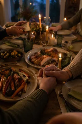 Family Dinner Gratitude by Candlelight