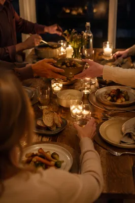 Family Dinner Gratitude by Candlelight