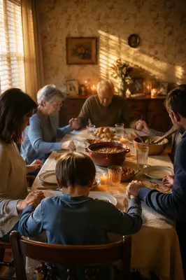 Candlelit Family Dinner Moment of Gratitude