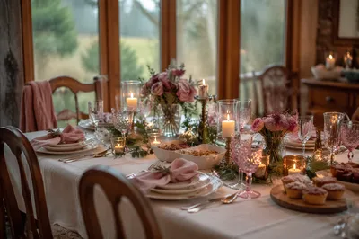 Candlelit Family Gratitude Dinner Table