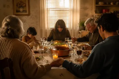 Candlelit Family Dinner in Quiet Gratitude