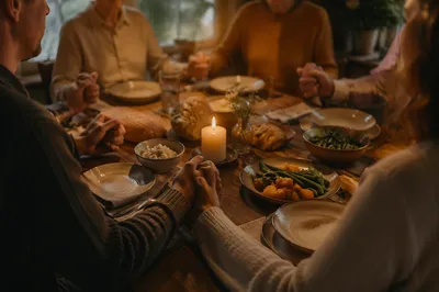 Candlelit Family Dinner in Quiet Gratitude