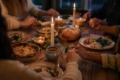 Family Gratitude Prayer by Candlelight